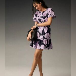 Anthropologie Somerset Mini Dress XS Purple and Black Floral